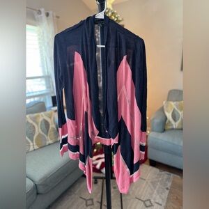 INC Pink and Navy Cardigan